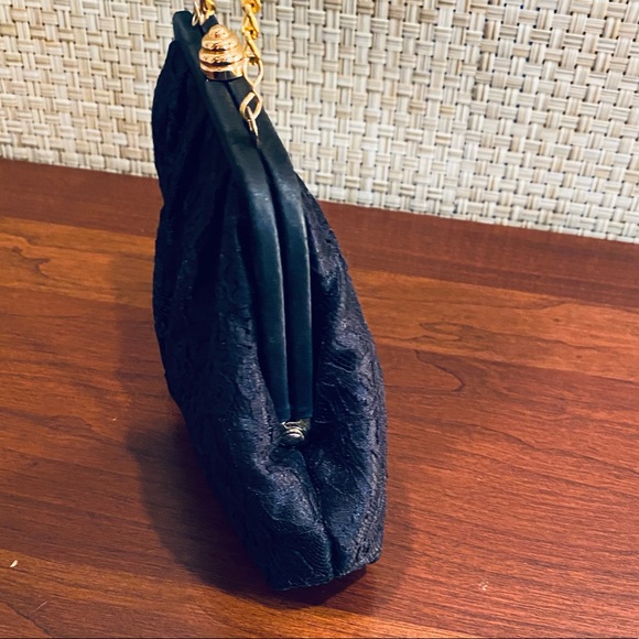 🌟HP🌟VTG 1980s Black Lace Beehive Clasp Evening Bag - Picture 7 of 9